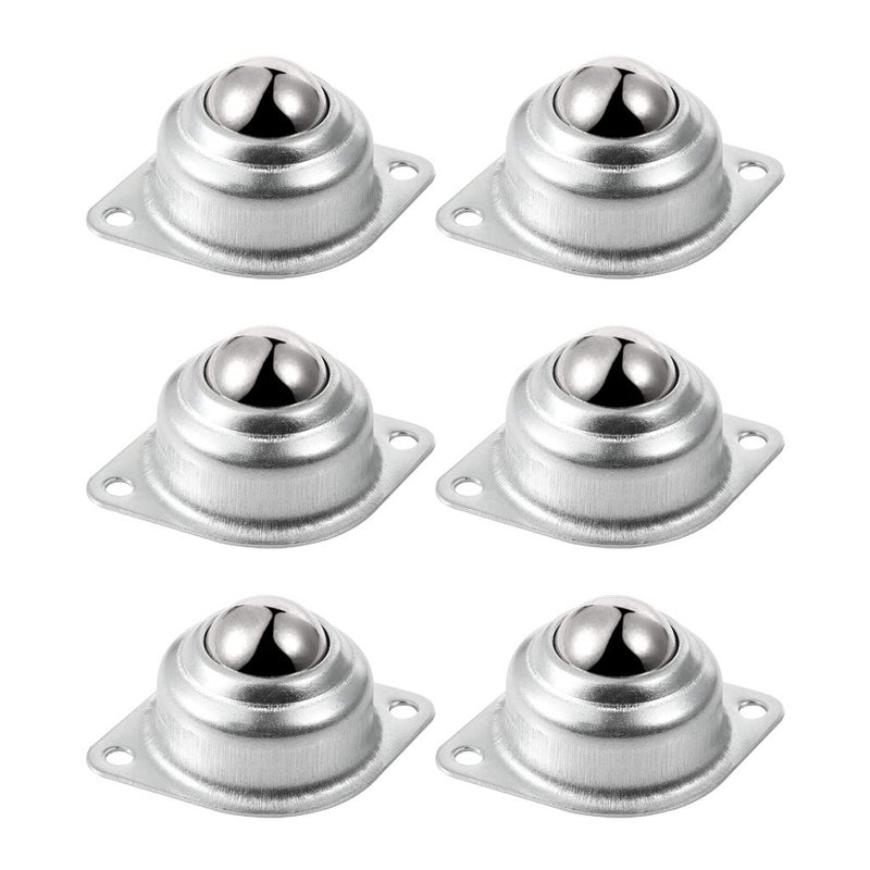 Skelang 6 Pcs 1” Rolling Ball Transfers, Universal Transfer Bearings of 400 Lbs Load Capacity, Two-Hole Flange Mounted Roller Bearings for Conveyor, Transmission, Furniture, Wheelchair - Image 1