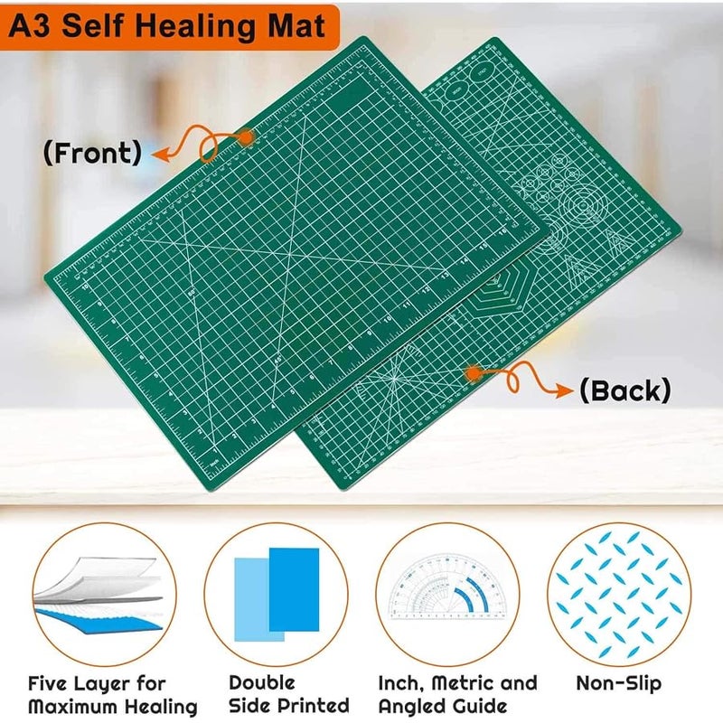Anezus Self Healing Sewing Mat, 12 x 18 Rotary Cutting Mat Double Sided 5-Ply Craft Cutting Board for Sewing Crafts Hobby Fabric Precision Scrapbooking Project - Image 5