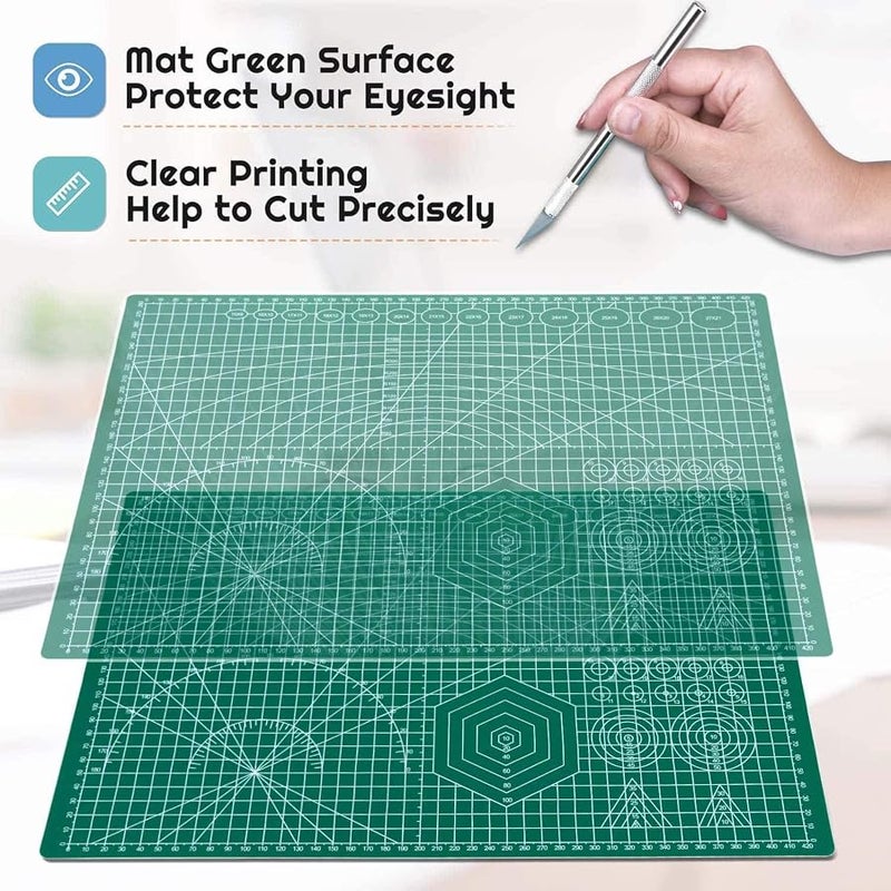 Anezus Self Healing Sewing Mat, 12 x 18 Rotary Cutting Mat Double Sided 5-Ply Craft Cutting Board for Sewing Crafts Hobby Fabric Precision Scrapbooking Project - Image 4
