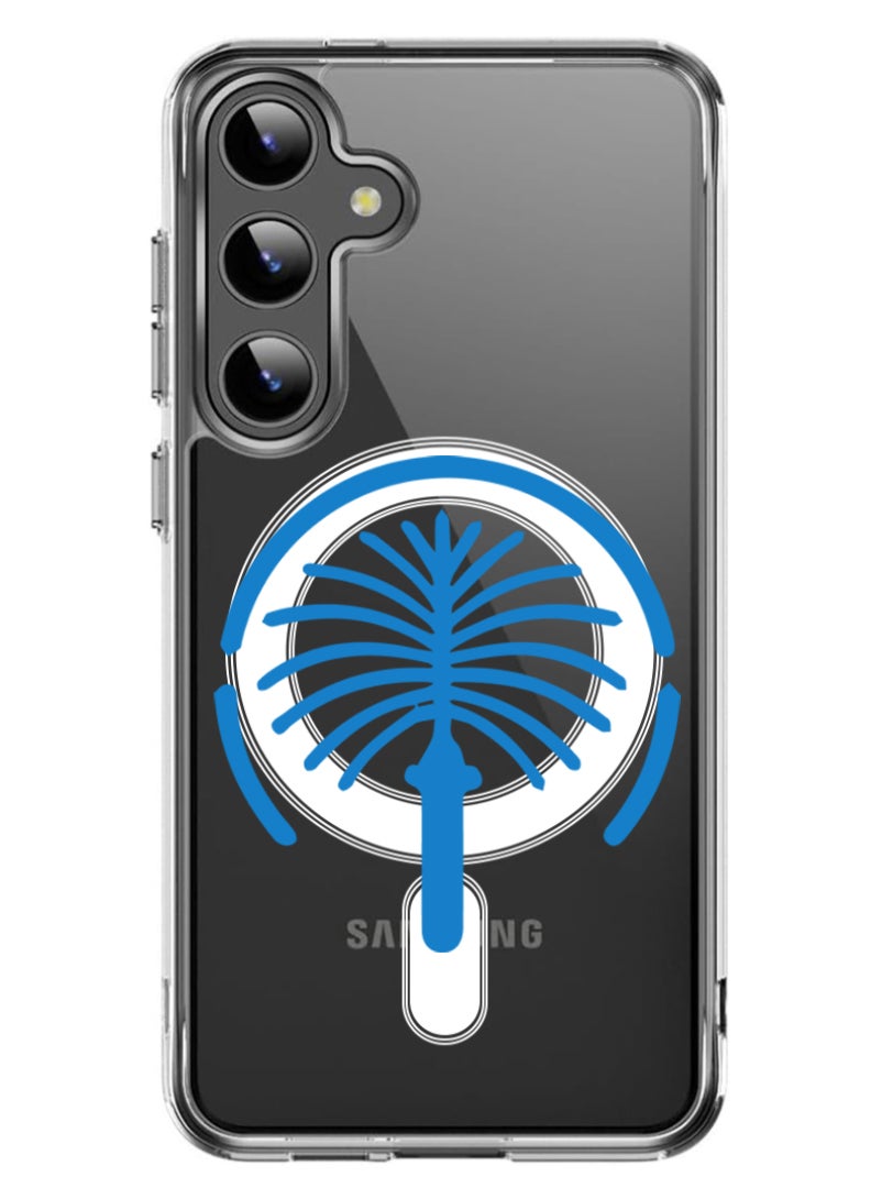 Theodor Magnetic Case for Samsung Galaxy S24 Plus 6.7-inch Compatible with MagSafe Wireless Charging, Shockproof Phone Bumper Cover Palm Jumeriah Blue - Image 1