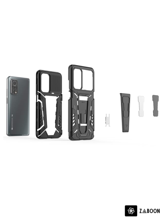 Green Tiger For Xiaomi Mi 10T 5G / 10T Pro 5G War Chariot Series Armor All-inclusive Shockproof PC + TPU Protective Case with Invisible Holder(Red) - Image 4