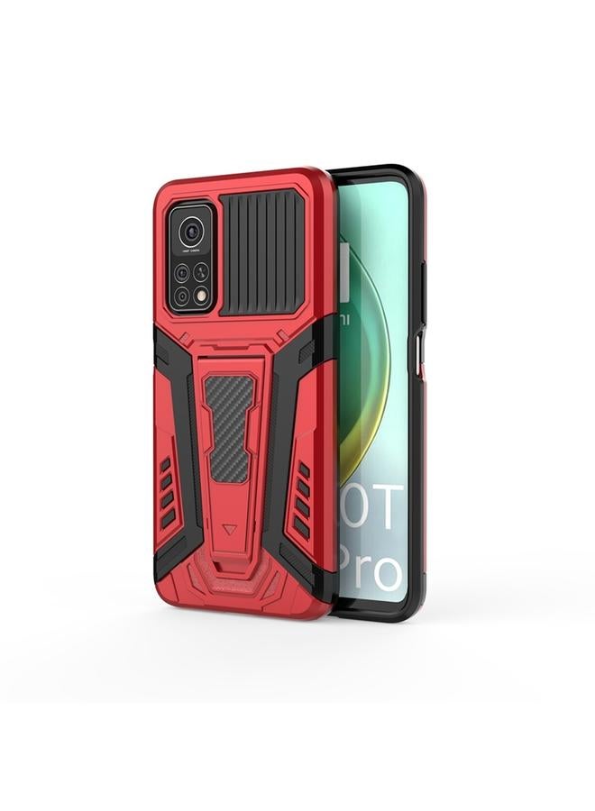 Green Tiger For Xiaomi Mi 10T 5G / 10T Pro 5G War Chariot Series Armor All-inclusive Shockproof PC + TPU Protective Case with Invisible Holder(Red) - Image 1