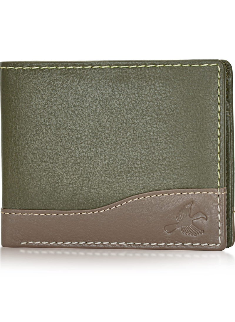 HORNBULL HORNBULL Men's Buttler Green Genuine Leather RFID Blocking Wallet for Men  - Image 1