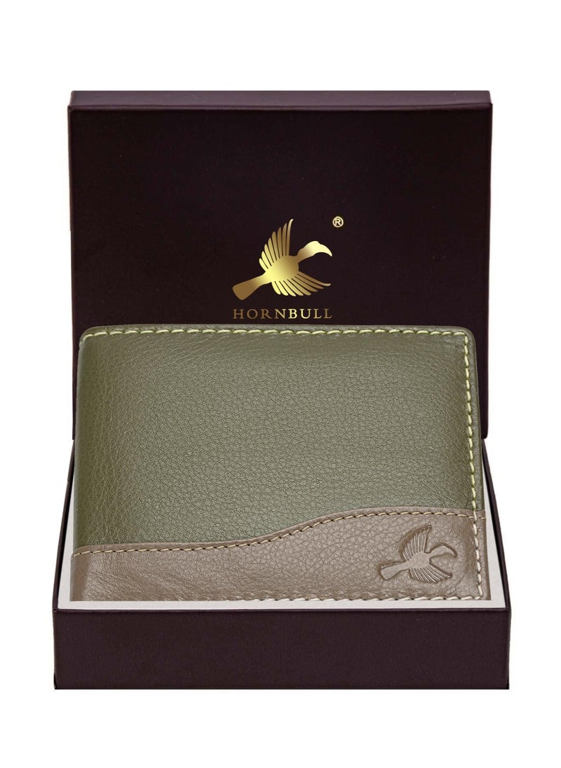 HORNBULL HORNBULL Men's Buttler Green Genuine Leather RFID Blocking Wallet for Men  - Image 2