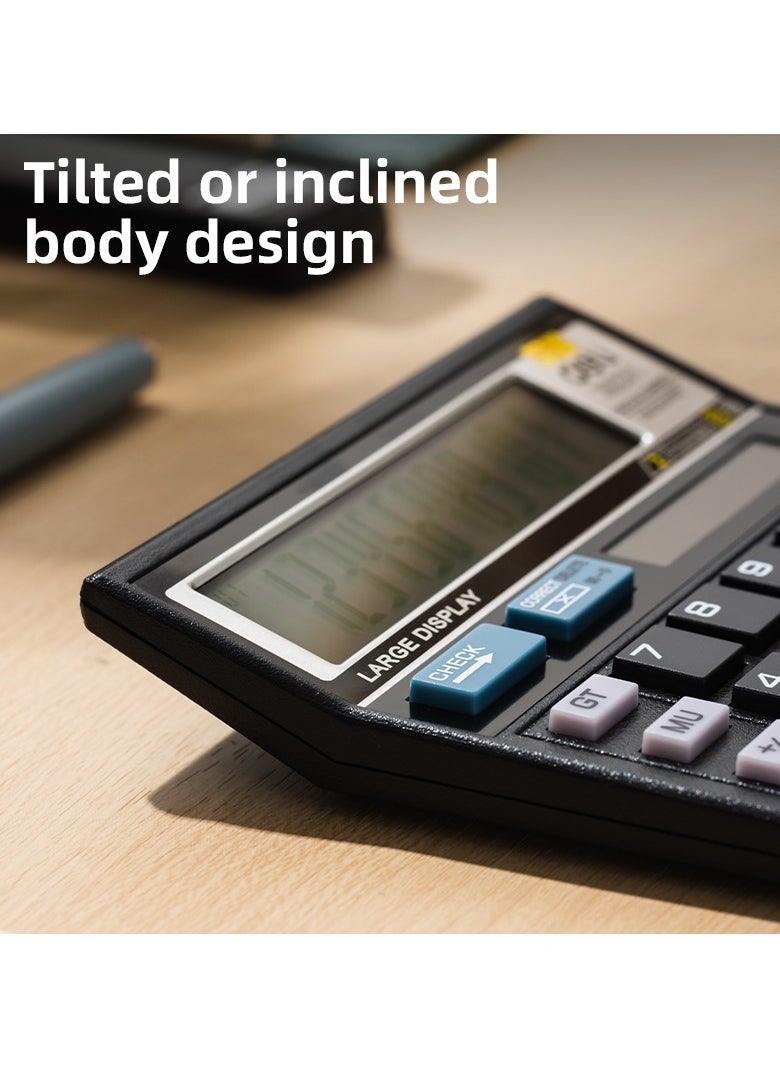 Deli Deli Calculator - 12 Digits, Dual Power, 120 Steps Check, Black, E39231  - Image 3
