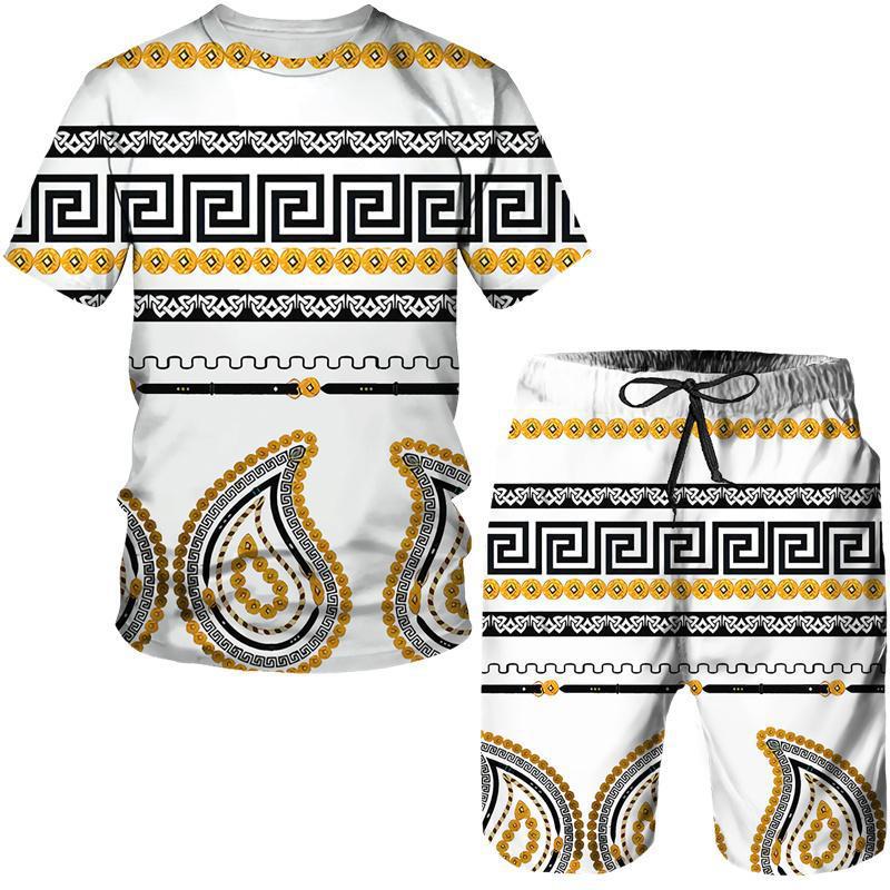 European Code Hawaii Seaside 3D Printing Men'S Casual Loose Suit Beach Short Sleeve Shorts - Image 1