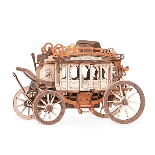 Wowood 3D Wooden Puzzles for Adults 3D Puzzle Music Box Model Car STEM Kits Models for Adults to Build Valentines DayBirthday GiftsStagecoach - Image 1