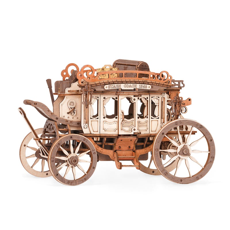 Wowood 3D Wooden Puzzles for Adults 3D Puzzle Music Box Model Car STEM Kits Models for Adults to Build Valentines DayBirthday GiftsStagecoach - Image 3