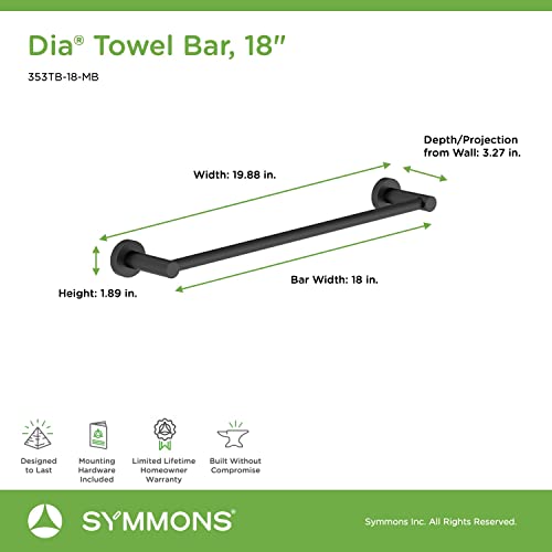 Symmons 353TB18MB Dia 18 in WallMounted Towel Bar in Matte Black - Image 3