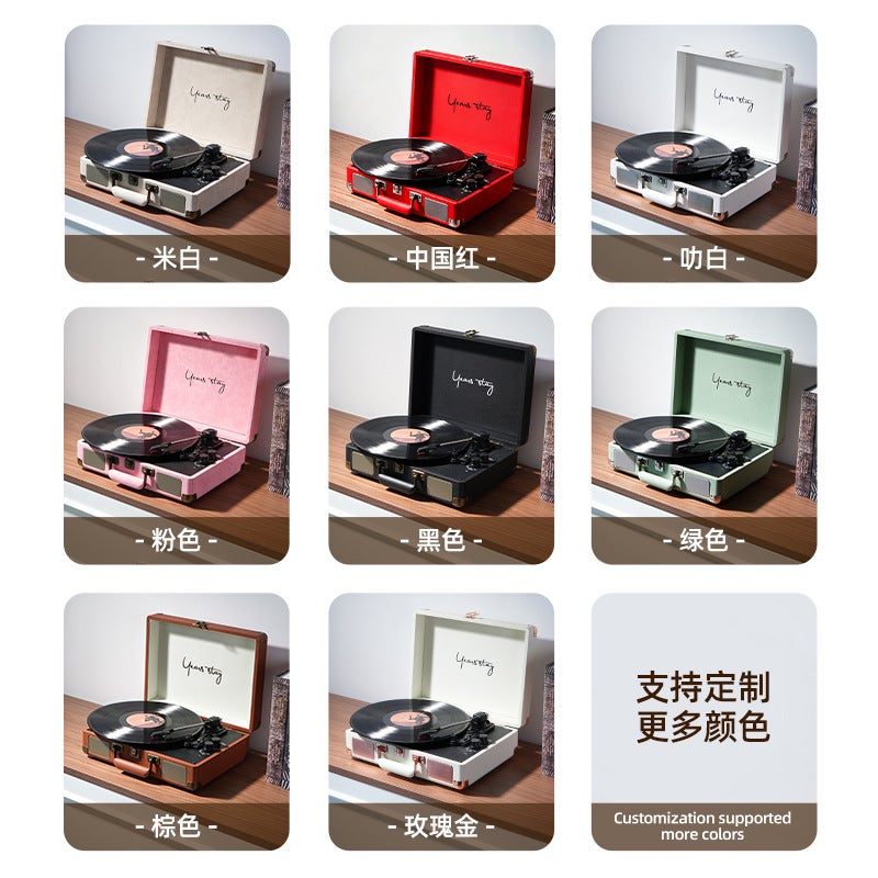 In-Stock Vintage Audio Gramophone Portable Bluetooth Suitcase Vinyl Record Player Retro Gift Birthday - Image 4