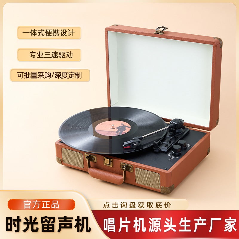 In-Stock Vintage Audio Gramophone Portable Bluetooth Suitcase Vinyl Record Player Retro Gift Birthday - Image 2
