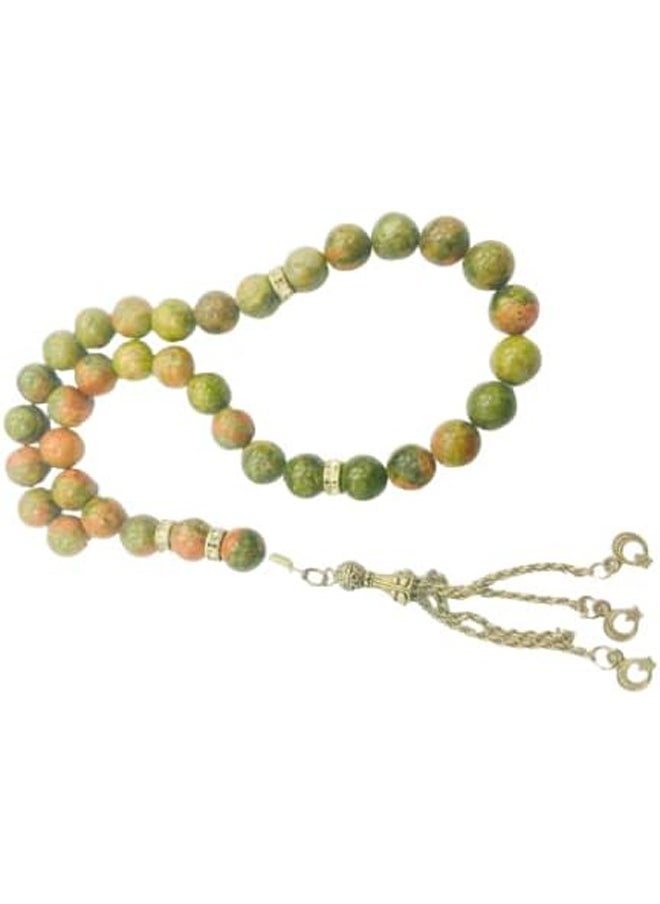Generic Natural Green Jasper Stone 33 Beads Rosary 