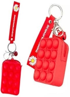Generic Creative Silicon Decompression Pop Its Bubble Fidget Toy Keychain (Red)  - Image 1