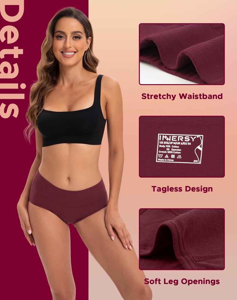 INNERSY Period Underwear for Women High Waisted Leak-Proof Postpartum Menstrual Panties 3-Pack (Dark Vintage, Small) - Image 2
