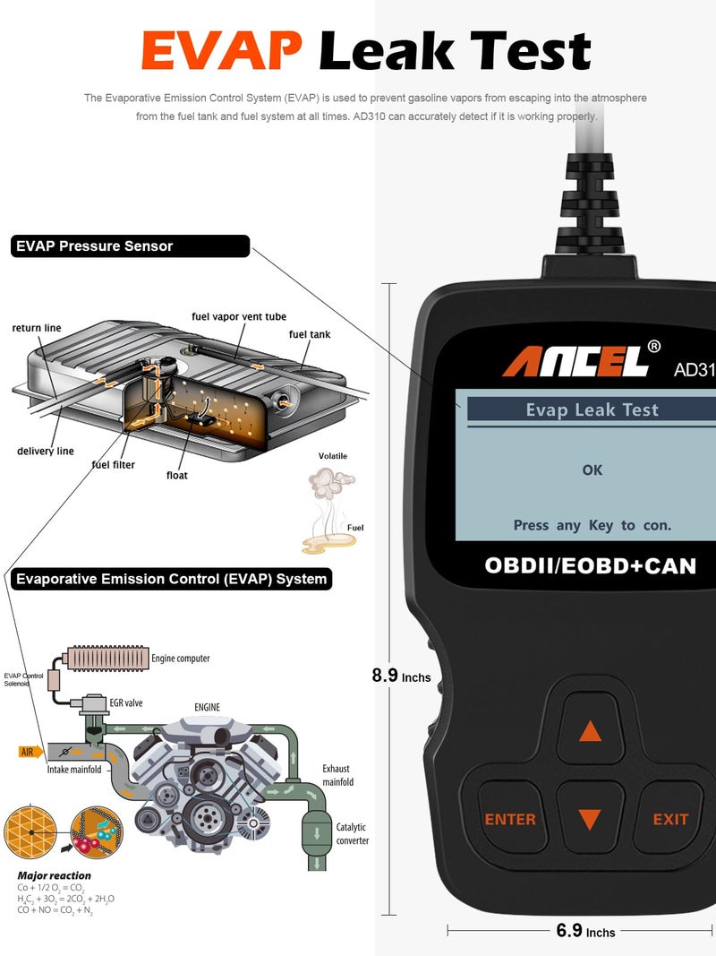 Ancel Ancel AD310 Classic Enhanced Universal OBD II Scanner Car Engine Fault Code Reader CAN Diagnostic Scan Tool, Read and Clear Error Codes for 1996 or Newer OBD2 Protocol Vehicle (Black) - Image 5