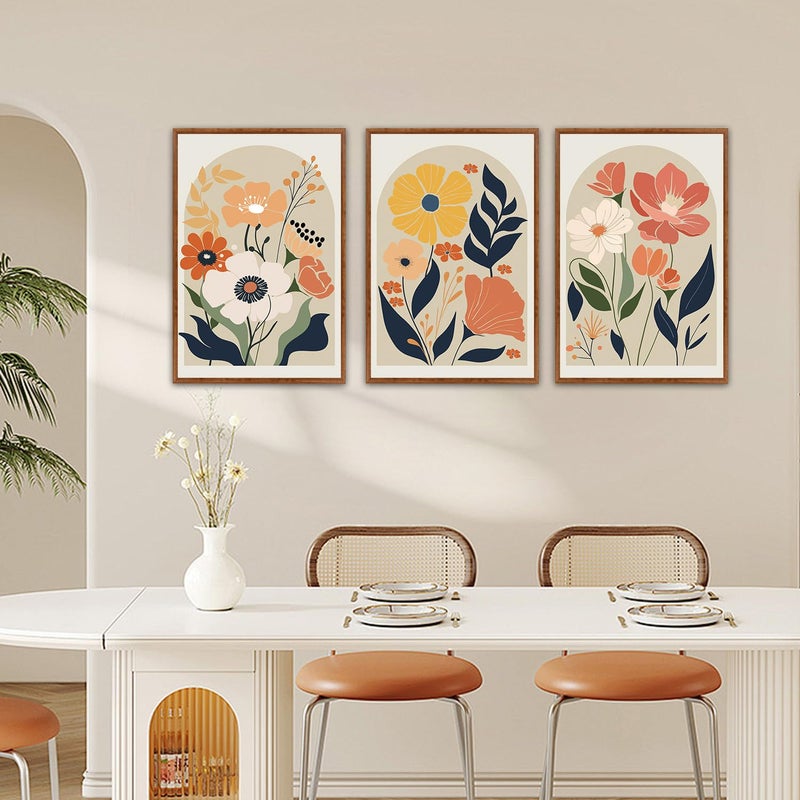 KAIRNE Boho Canvas Wall Art,Abstract Floral Wall Decor,Modern Minimalist Prints Set of 3(24â€X36â€),Botanical Wall Art Paintings,Bohemian Mid Century Artwork for Living Room Bedroom Office Decor,Framed - Image 5