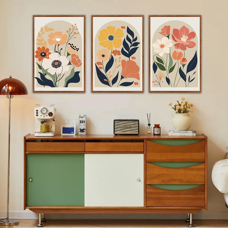 KAIRNE Boho Canvas Wall Art,Abstract Floral Wall Decor,Modern Minimalist Prints Set of 3(24â€X36â€),Botanical Wall Art Paintings,Bohemian Mid Century Artwork for Living Room Bedroom Office Decor,Framed - Image 4