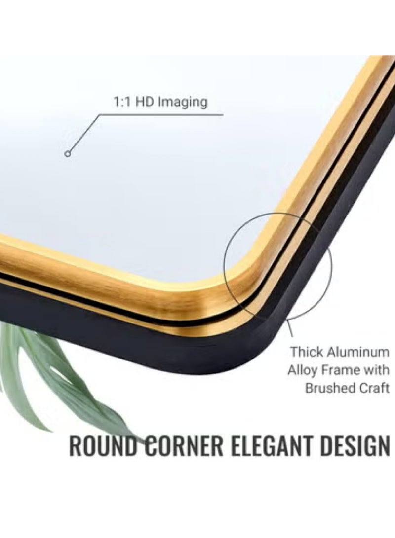 Full Length Mirror Bathroom Mirror Rectangular Wall Mounted Mirror with Aluminum Alloy Framed Dressing Mirror for Livingroom Bedroom Bathroom Entryway Hallway Vanity （Gold 60*90CM） - Image 3
