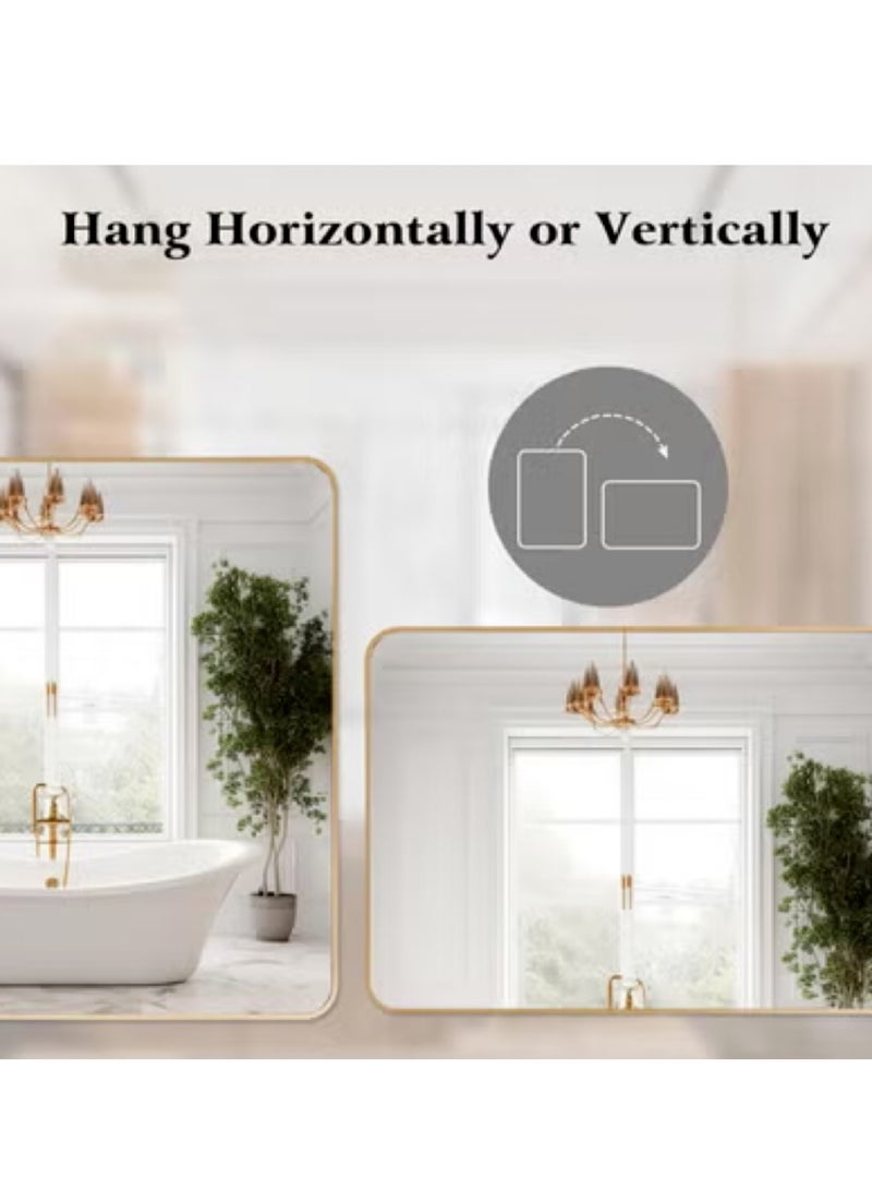 Full Length Mirror Bathroom Mirror Rectangular Wall Mounted Mirror with Aluminum Alloy Framed Dressing Mirror for Livingroom Bedroom Bathroom Entryway Hallway Vanity （Gold 60*90CM） - Image 4