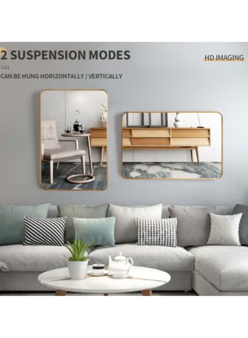 Full Length Mirror Bathroom Mirror Rectangular Wall Mounted Mirror with Aluminum Alloy Framed Dressing Mirror for Livingroom Bedroom Bathroom Entryway Hallway Vanity （Gold 60*90CM） - Image 5