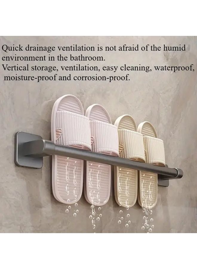 Gun Ash Wall Mounted Shoe Rack Toilet Storage Shelf No Drill Installation 11 81 Inch - Image 1