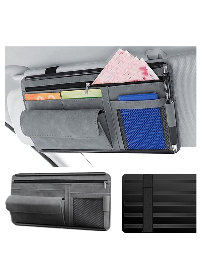 كيلا منظم حاجب واقي الشمس للسيارة، منظم جيب تخزين الإكسسوارات الداخلية للسيارة مع حقيبة متعددة الجيوب بسحاب شبكي متعدد الجيوب لحقيبة النظارات الشمسية لحقيبة حقيبة شاحنة السيارة لسيارات الدفع الرباعي لتسجيل رخصة القيادة - Image 3