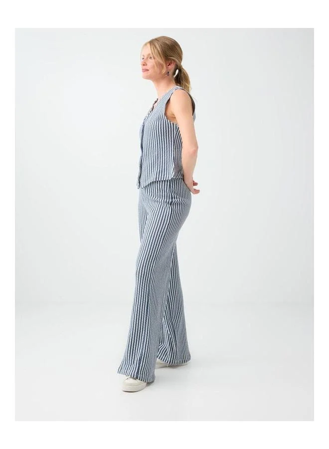 Jimmy Key Navy Elastic Waist Striped Knit Pants.