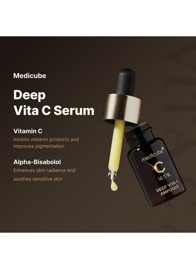 Medicube - Deep Vita C Serum 2.0 14.5% Pure Vitamin C Reduce The Appearance Of Hyperpigmentation Dark Spots And Blemishes 16 Selftests Complete Korean Skincare (10G * 3 Bottles) - Image 1