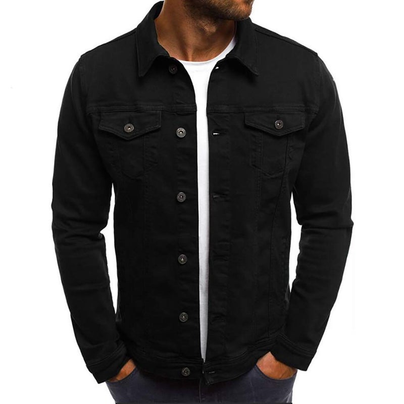 LONGBIDA Denim Jackets for Men Stretch Button Down Distressed Jean Jacket 2025 Fashion Trendy Classic Casual Slim Fit Jean Coat(Black,Large) - Image 5