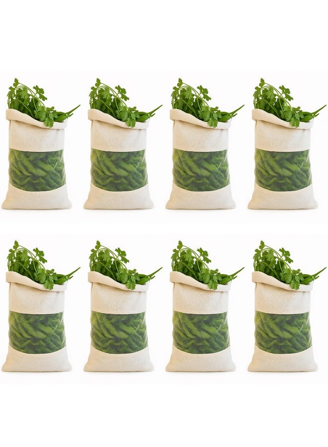 KITDAO KITCHENDAO Cotton Vegetable Bags Fridge Storage Bag Sabji Fruits Pouch Refrigerator Produce bags Clothe Muslin Reusable Washable with Drawstrings (10 x 15inch) (pack of 8) - Image 1