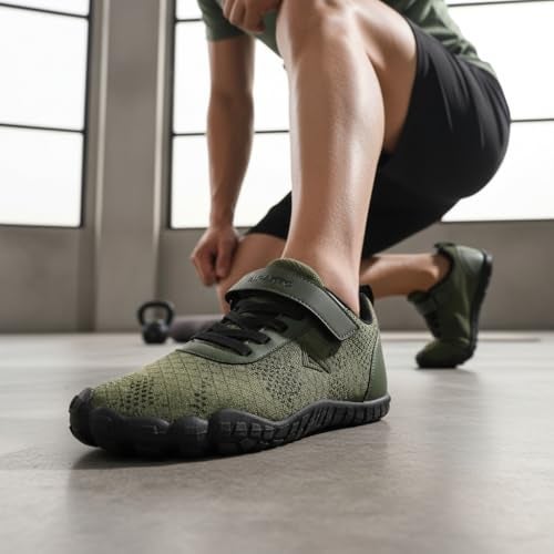 Impakto Barefoot Rooted Wide feet Shoes for Men | Lightweight Running & Training Shoes with Soft Sole & Superior Grip | Running, Jogging Regular Gym Shoes for Men Olive - Image 2
