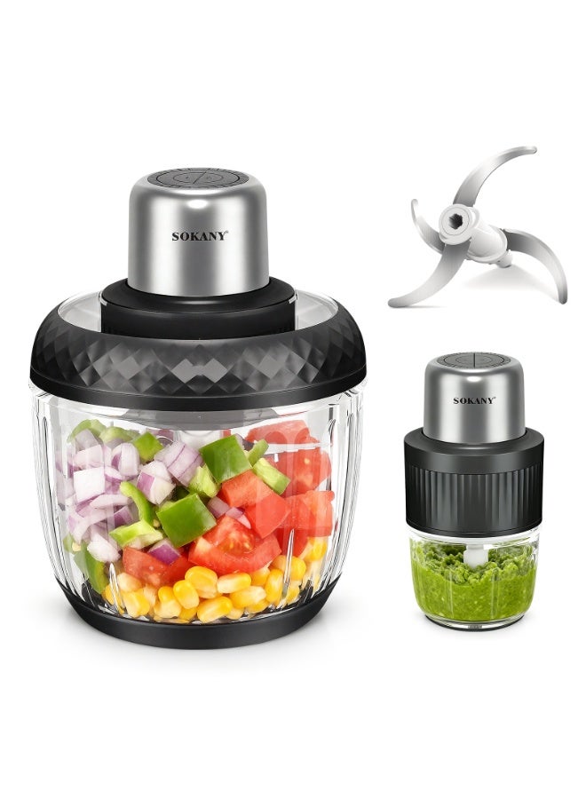 سوكاني معالج الطعام 800 وات من الزجاج القوي طاحونة الطعام مع شفرات الفولاذ المقاوم للصدأ، XXL 3L+0.5L وعاء، سرعة نبض قاطعة الزجاج متعددة الوظائف لسهولة التنظيف الدقيقة - Image 1