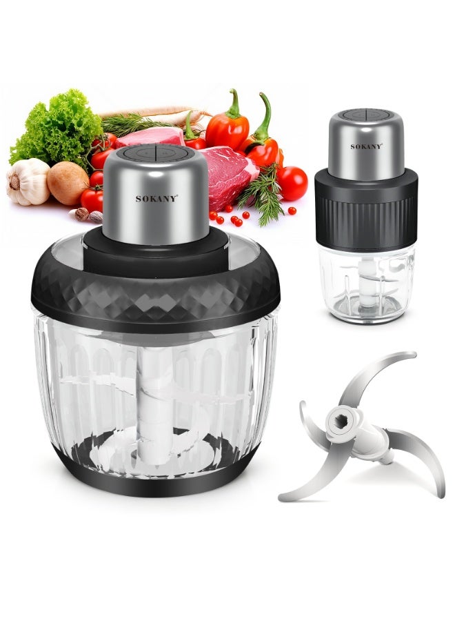 سوكاني معالج الطعام 800 وات من الزجاج القوي طاحونة الطعام مع شفرات الفولاذ المقاوم للصدأ، XXL 3L+0.5L وعاء، سرعة نبض قاطعة الزجاج متعددة الوظائف لسهولة التنظيف الدقيقة - Image 2