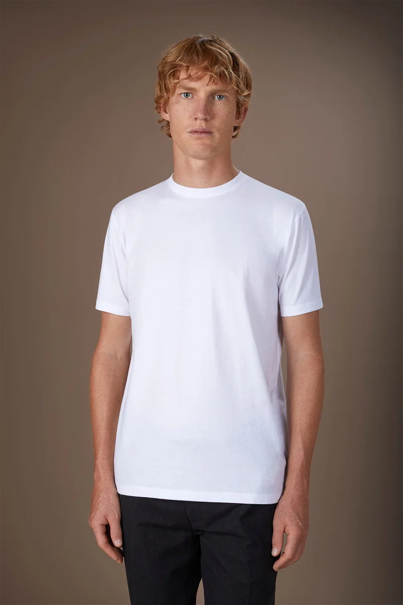 Men's round neck T-shirt in 100% cotton regular fit - White