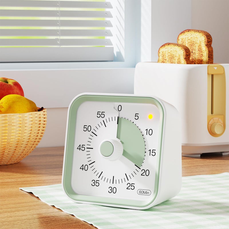 InfPokid Visual Timer for Kids with Pause Function, 60 Minute Countdown Timer for Kids Desk Study, Teaching, Kitchen Cooking, Office Meetings, Time Management for ADHD (White) - Image 2