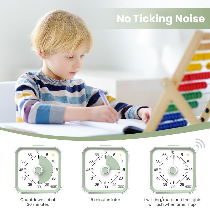 InfPokid Visual Timer for Kids with Pause Function, 60 Minute Countdown Timer for Kids Desk Study, Teaching, Kitchen Cooking, Office Meetings, Time Management for ADHD (White) - Image 5