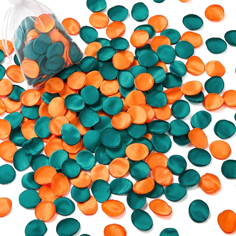 Serwalin 300Pcs Silk Rose Petals Fake Flower Petals Green Orange Artificial Rose Petals for Weddings Proposal Flower Girl Petals Aisle Flower Girl Basket Runner Bridal Shower Table Decor - Image 1