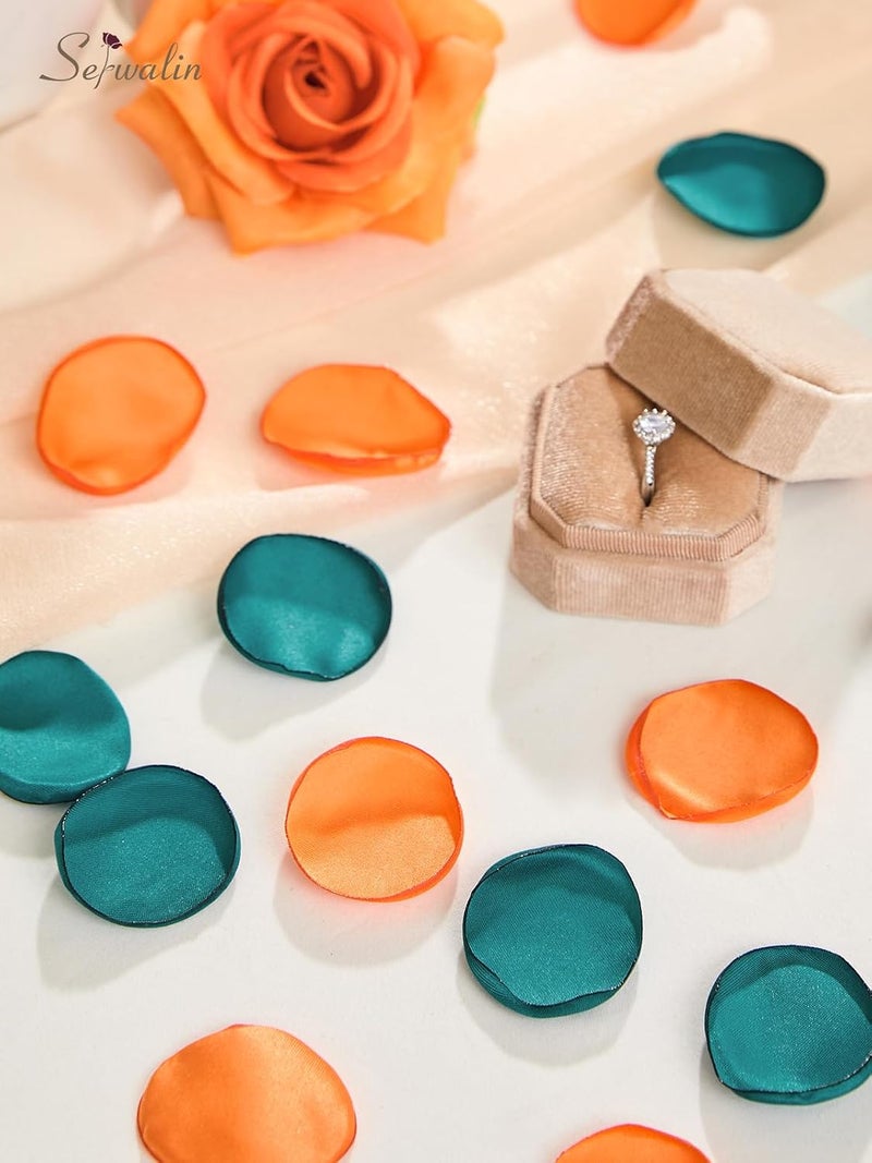 Serwalin 300Pcs Silk Rose Petals Fake Flower Petals Green Orange Artificial Rose Petals for Weddings Proposal Flower Girl Petals Aisle Flower Girl Basket Runner Bridal Shower Table Decor - Image 5