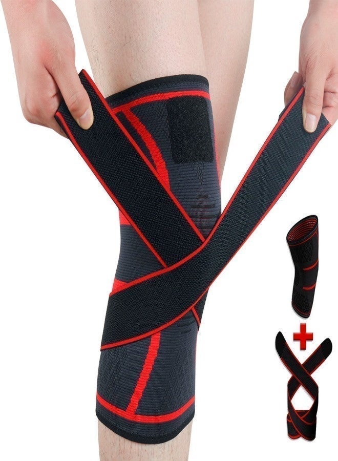 Adjustable Knee Support Brace Sleeves, Compression Knee Stabilizer Non-Slip Breathable Knee Pads, Pain Relief Knee Support for Running, Gym, Workout, Sports and Daily Use - Image 2