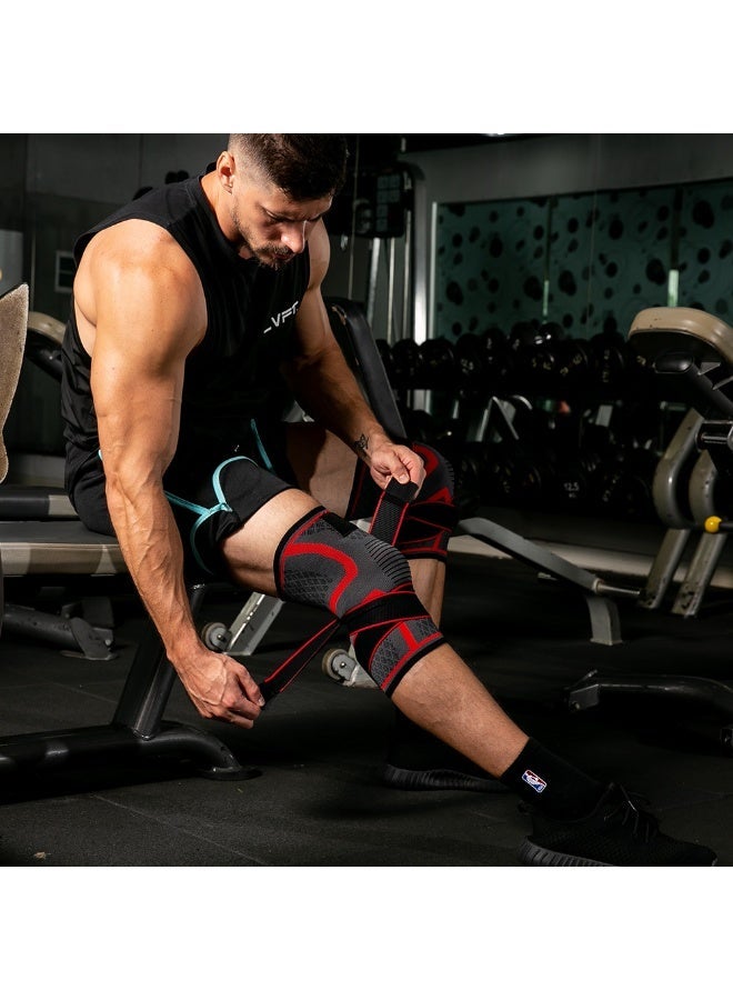 Adjustable Knee Support Brace Sleeves, Compression Knee Stabilizer Non-Slip Breathable Knee Pads, Pain Relief Knee Support for Running, Gym, Workout, Sports and Daily Use - Image 3