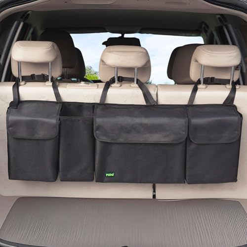 PIDO Hanging Trunk Organizer, Backseat Trunk Organizer for SUV, Hanging Car Storage Bag with Large Pockets for Sedan, Truck, Van, Upgraded Premium 1680D Oxford, Space Saving Car Interior Accessory - Image 1