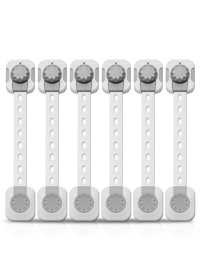 إيروريكس مجموعة أقفال خزانة أمان الأطفال من Apexafe، مكونة من 6 قطع، مزاليج قابلة للتعديل لحماية الأطفال مع لاصق 3M و6 واقيات للزوايا، نظام قفل مزدوج، حزام مرن، تركيب بدون مثقاب للأدراج والثلاجة والمرحاض والفرن - Image 1