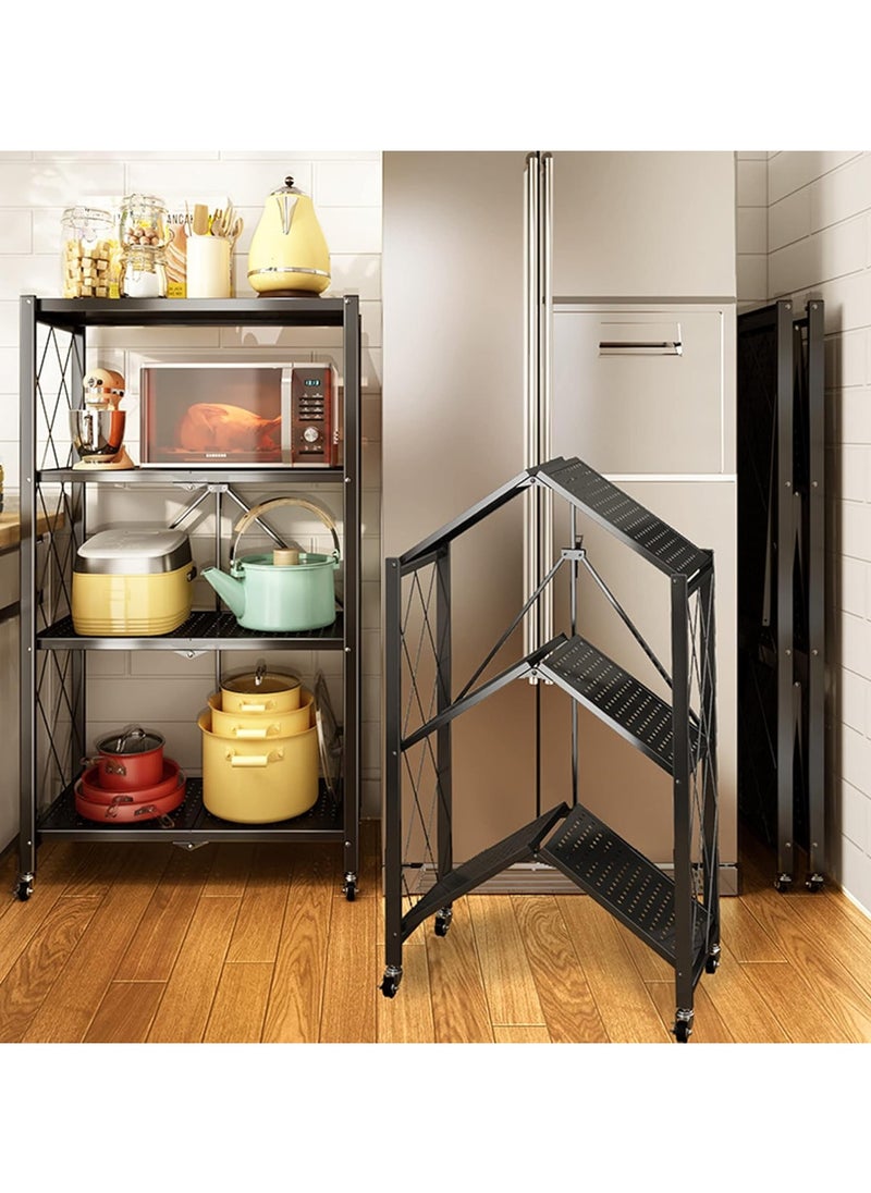 Generic 3 Tier Storage Shelves, Foldable Metal Shelving Organizer for Garage/Pantry/Kitchen/Sunroom Folding Shelving Unit.  - Image 2