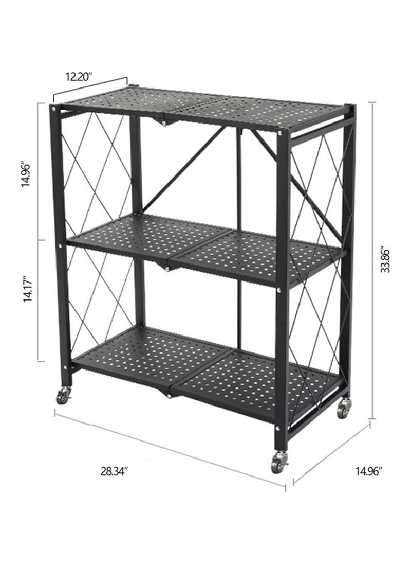 Generic 3 Tier Storage Shelves, Foldable Metal Shelving Organizer for Garage/Pantry/Kitchen/Sunroom Folding Shelving Unit.  - Image 5
