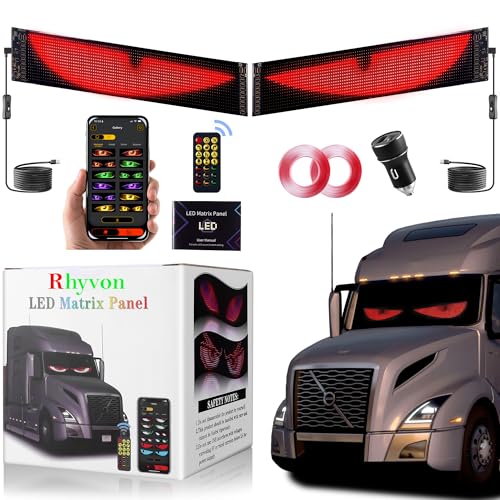 RHYVON 2PCS Devil Eyes Light for Cars，Led Eyes for Car Windshield，Programmable Led Sign，Controlled by a Remote Control and a Bluetooth APP，Suitable for Cars, SUVs & Trucks. - Image 1
