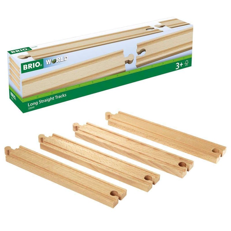 BRIO World 333414 Piece Long Straight Wooden Train Tracks Expandable Compatible Railway Set Engineered for Kids Ages 3 and Up FSC Certified Materials - Image 2