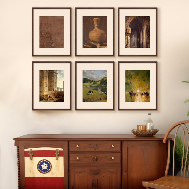 upsimples 16x20 Picture Frame Set of 5, Display Pictures 11x14 with Mat or 16 x 20 Without, Wall Gallery Poster Frames, Brown - Image 2