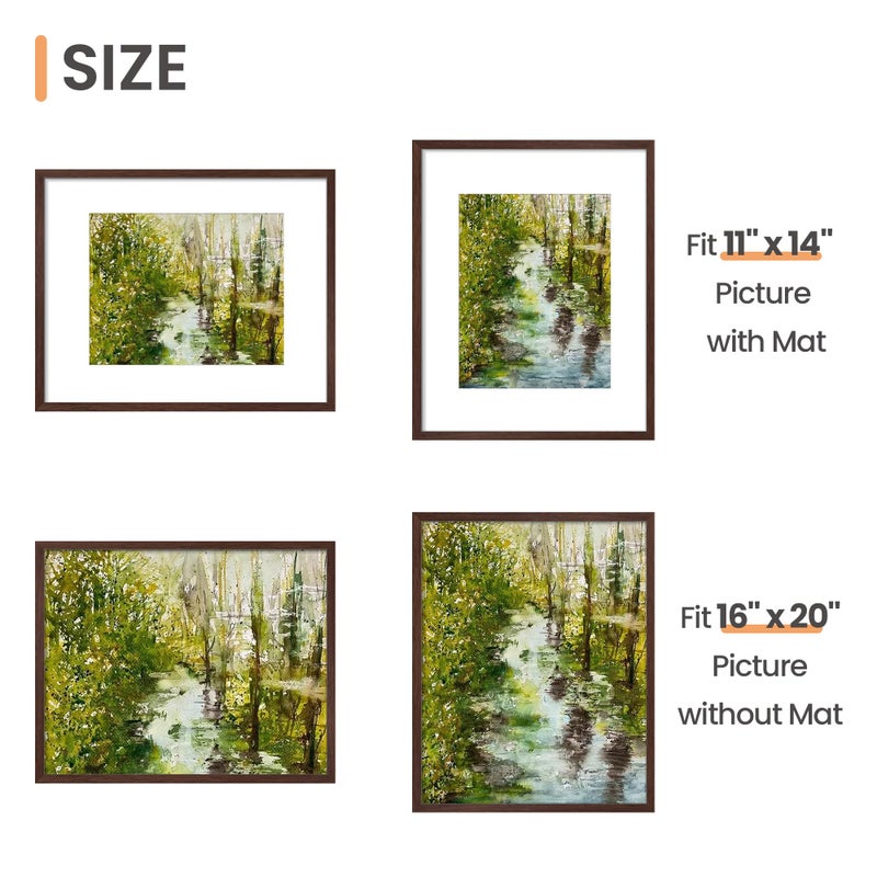 upsimples 16x20 Picture Frame Set of 5, Display Pictures 11x14 with Mat or 16 x 20 Without, Wall Gallery Poster Frames, Brown - Image 5