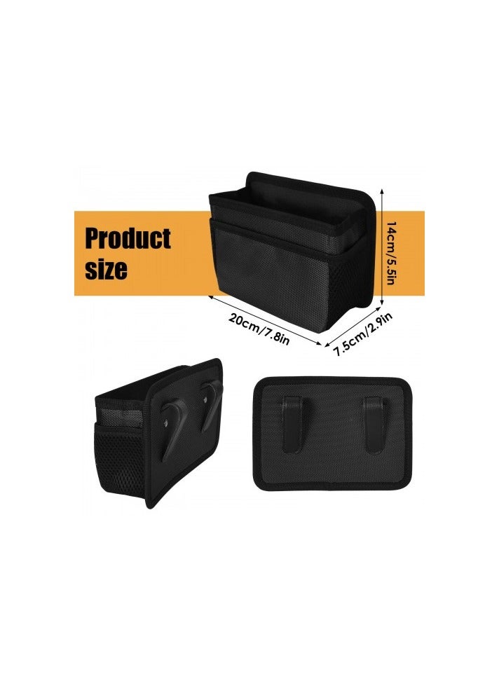 سلة مهملات سيارة قابلة للطي - سلة مهملات من قماش أكسفورد مقاوم للماء مع جيوب شبكية جانبية، سلة مهملات متعددة الأغراض للسيارة والمكتب باللون الأسود - Image 2