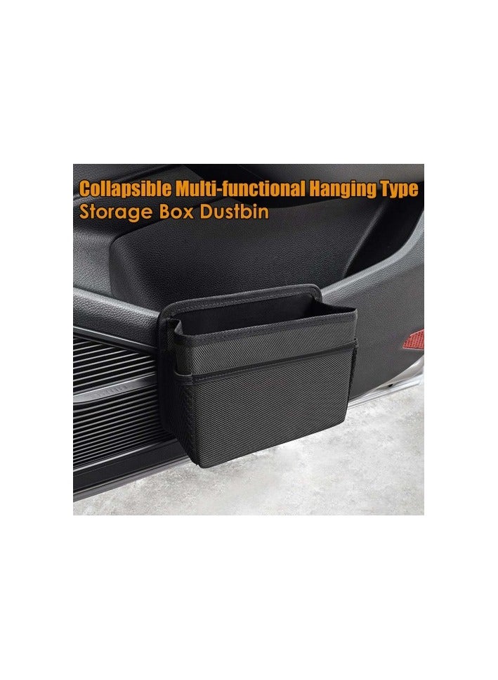 سلة مهملات سيارة قابلة للطي - سلة مهملات من قماش أكسفورد مقاوم للماء مع جيوب شبكية جانبية، سلة مهملات متعددة الأغراض للسيارة والمكتب باللون الأسود - Image 3